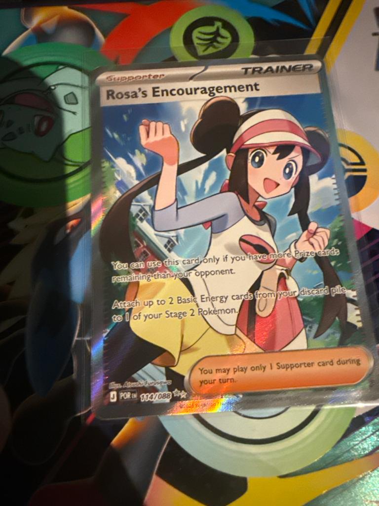 Pokemon TCG: Rosa's Encouragement Trainer Kaart (Foil), Ophalen of Verzenden, Zo goed als nieuw, Losse kaart, Foil
