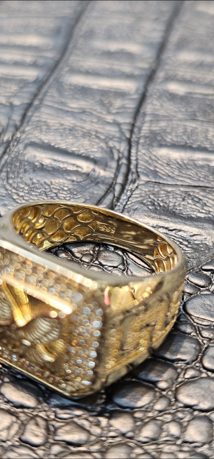 Adelaar 14k gouden ring Versace, Heer, Nieuw, Ophalen of Verzenden, Goud
