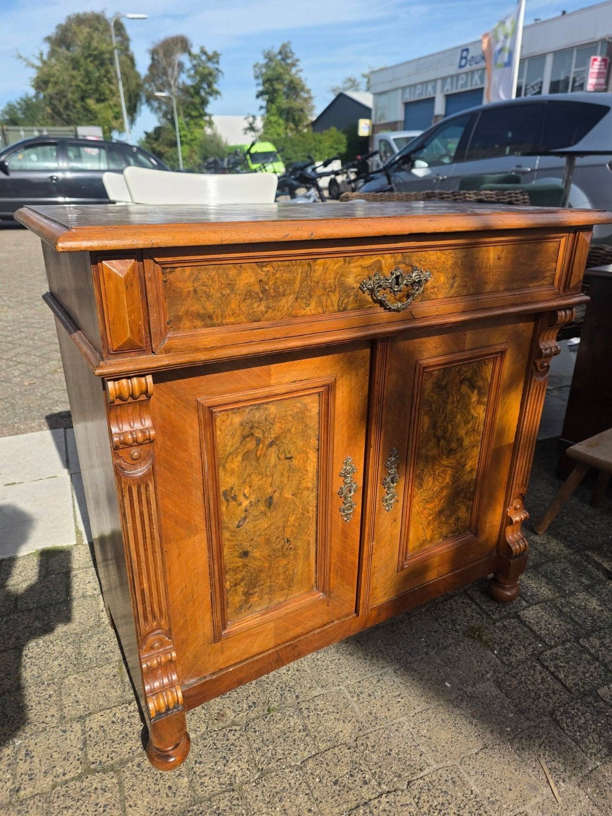 Antiek houten dressoir met lade en deuren, Ophalen of Verzenden
