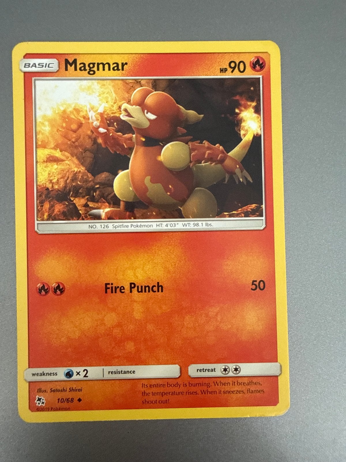 Pokémon Kaart Magmar 10/68 - Basic HP 90, Ophalen of Verzenden, Gebruikt, Losse kaart