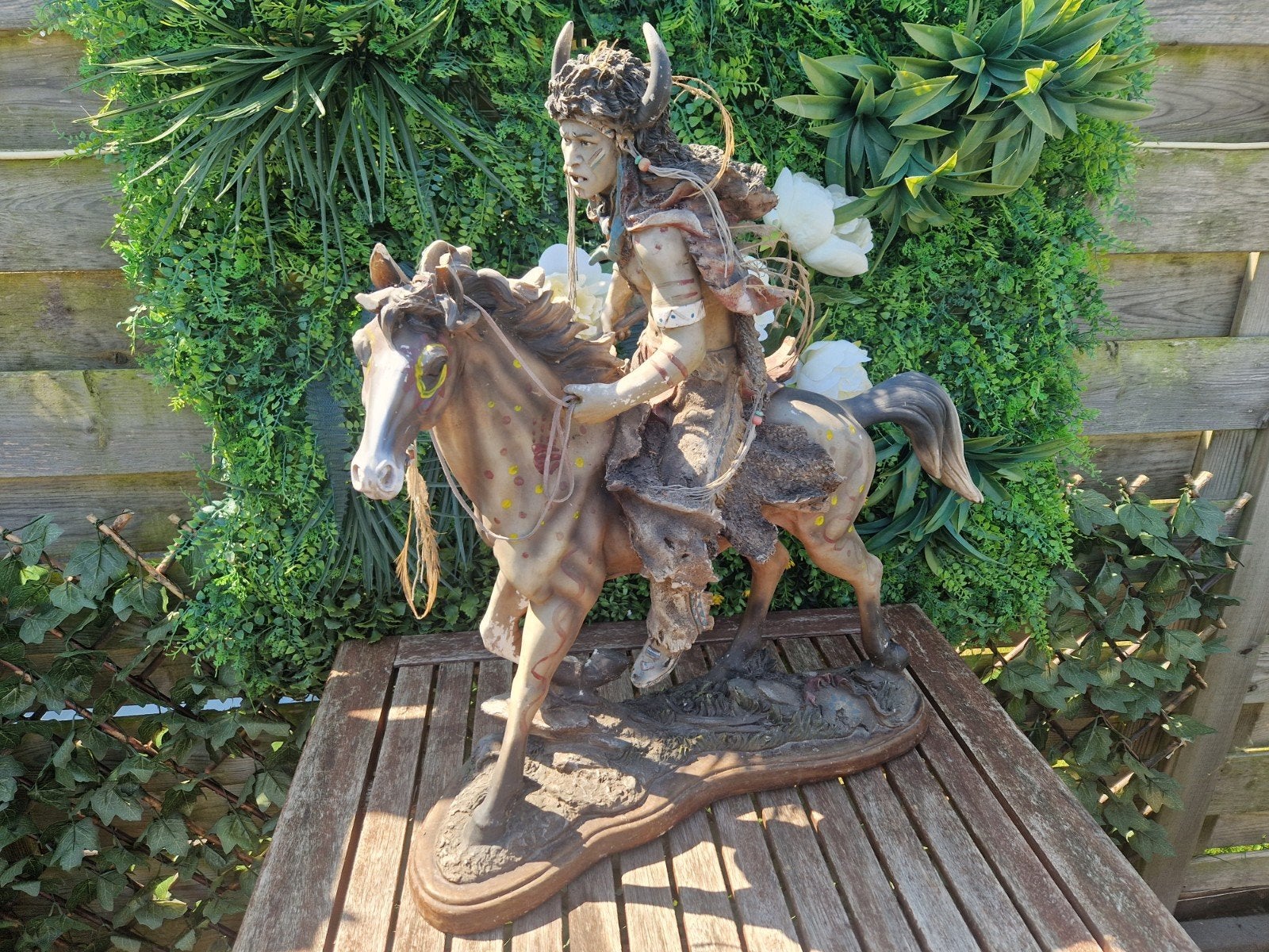 mooi groot indianen beeld met paard, Ophalen, Gebruikt