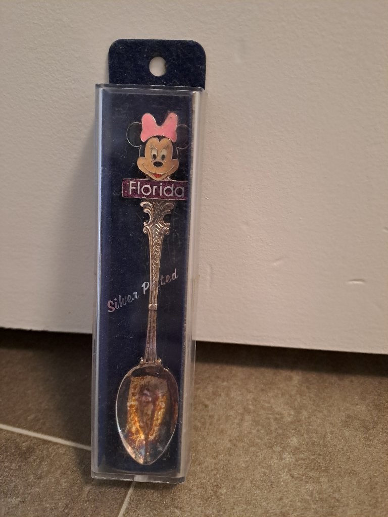 lepeltje Florida Disney Minnie Mouse. Glitters silver plated, Ophalen of Verzenden, Mickey Mouse, Nieuw, Beeldje of Figuurtje