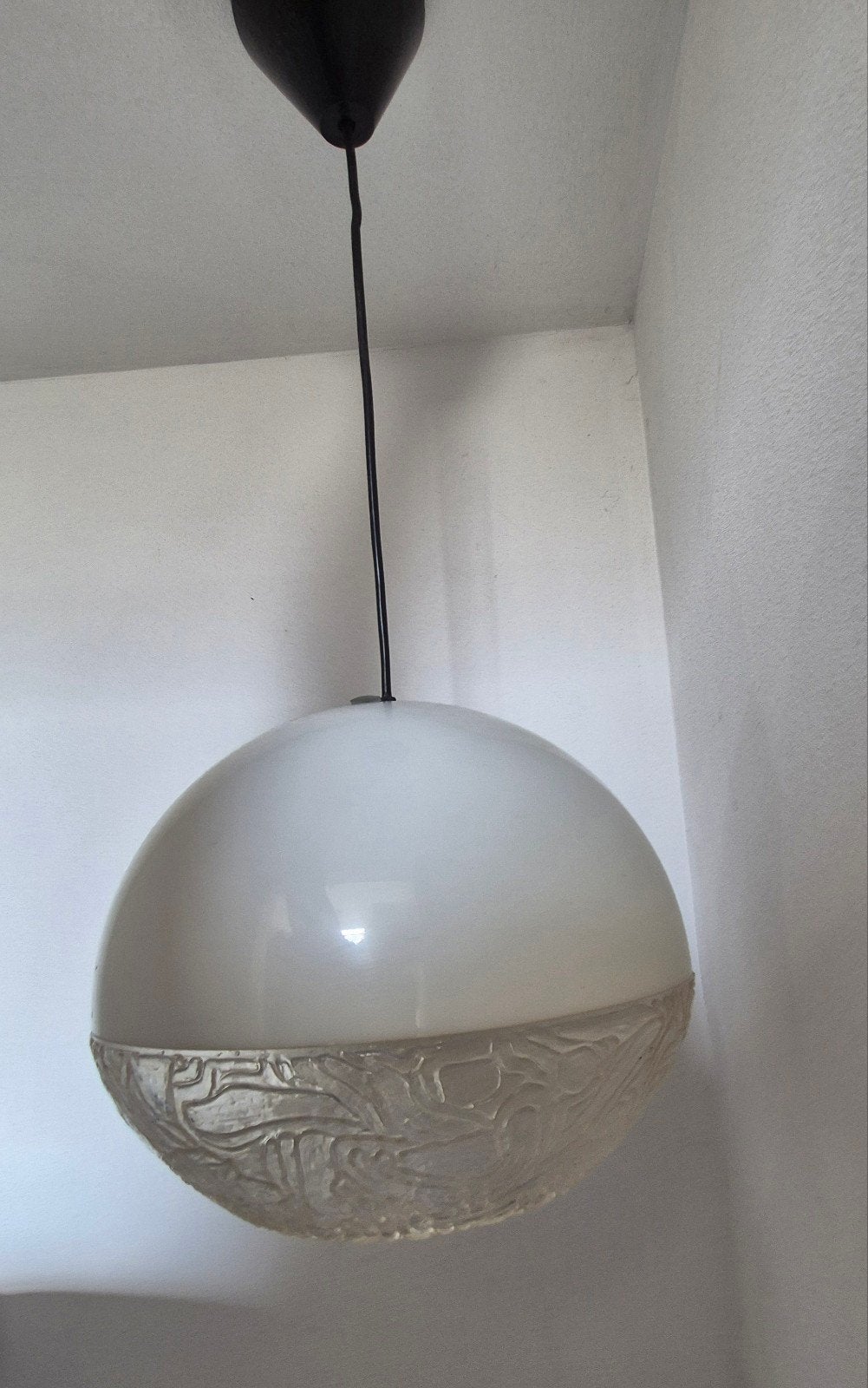 vintage kunststof witte hanglamp, Ophalen of Verzenden, Kunststof