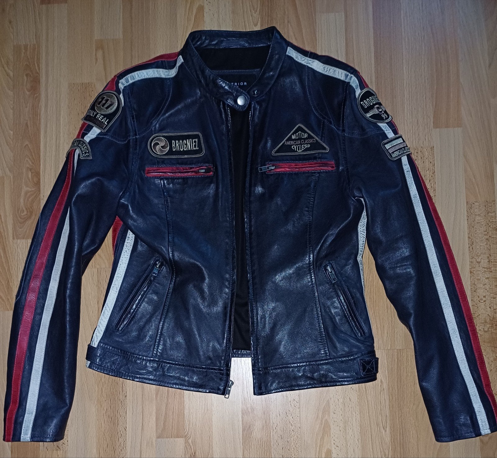 Nieuw stoer echt lederen bikerjack.
Merk Superior., Superior, Verzenden, Zwart, Maat 42/44 (L)