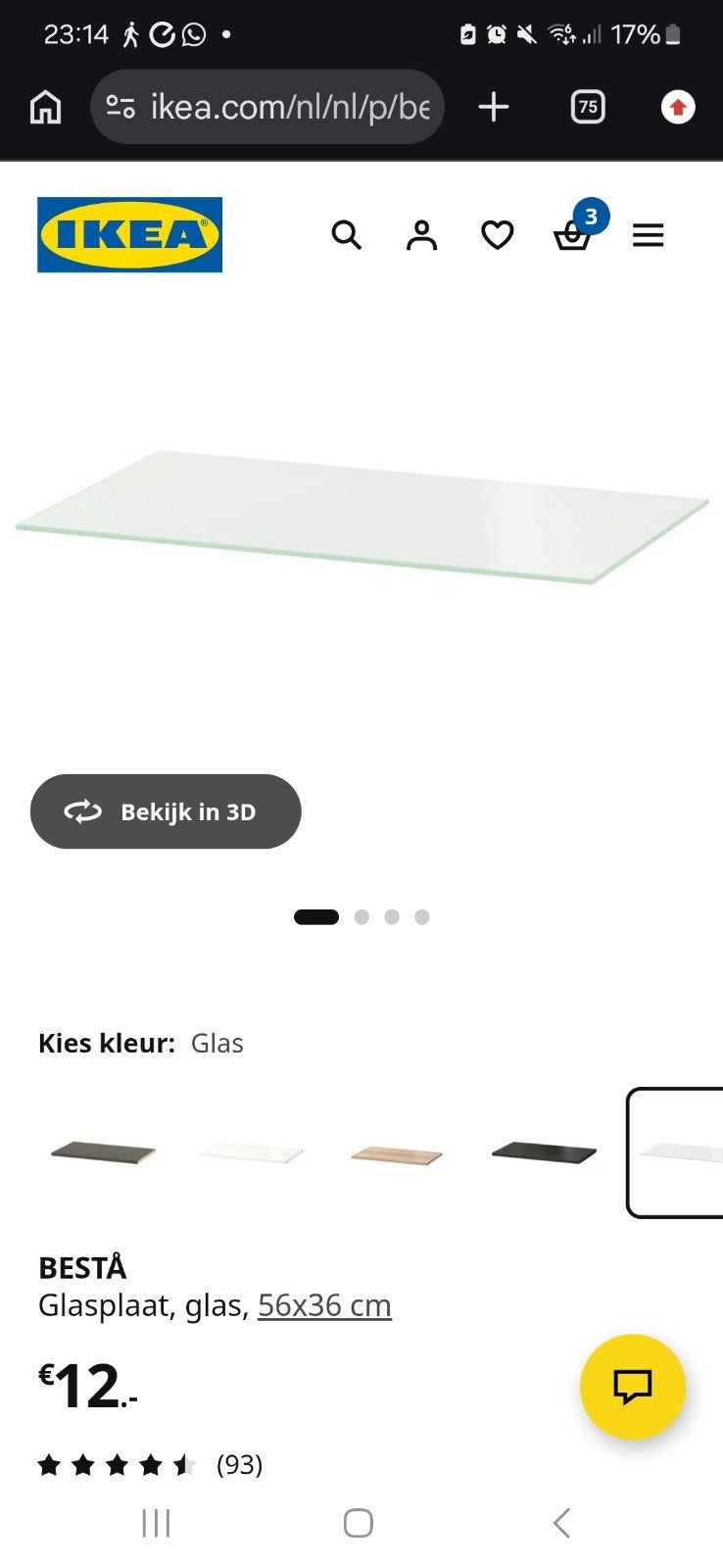 2 IKEA BESTÅ Glasplaten 56x36 cm, Ophalen, Nieuw