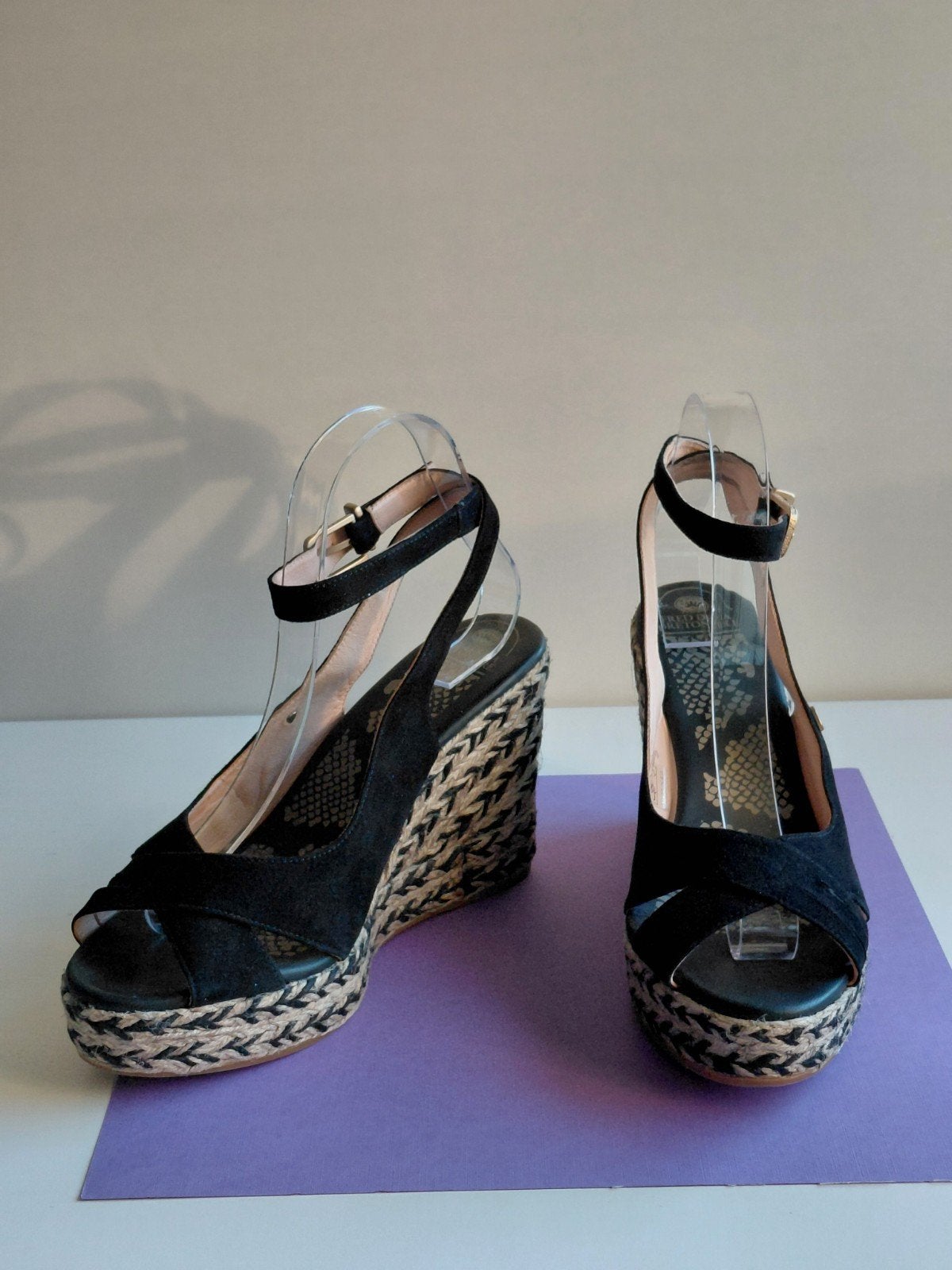 Mooie leren Fred de la Bretoniere sandalen 39, Fred de la Bretoniere, Zwart, Zo goed als nieuw, Sandalen of Muiltjes