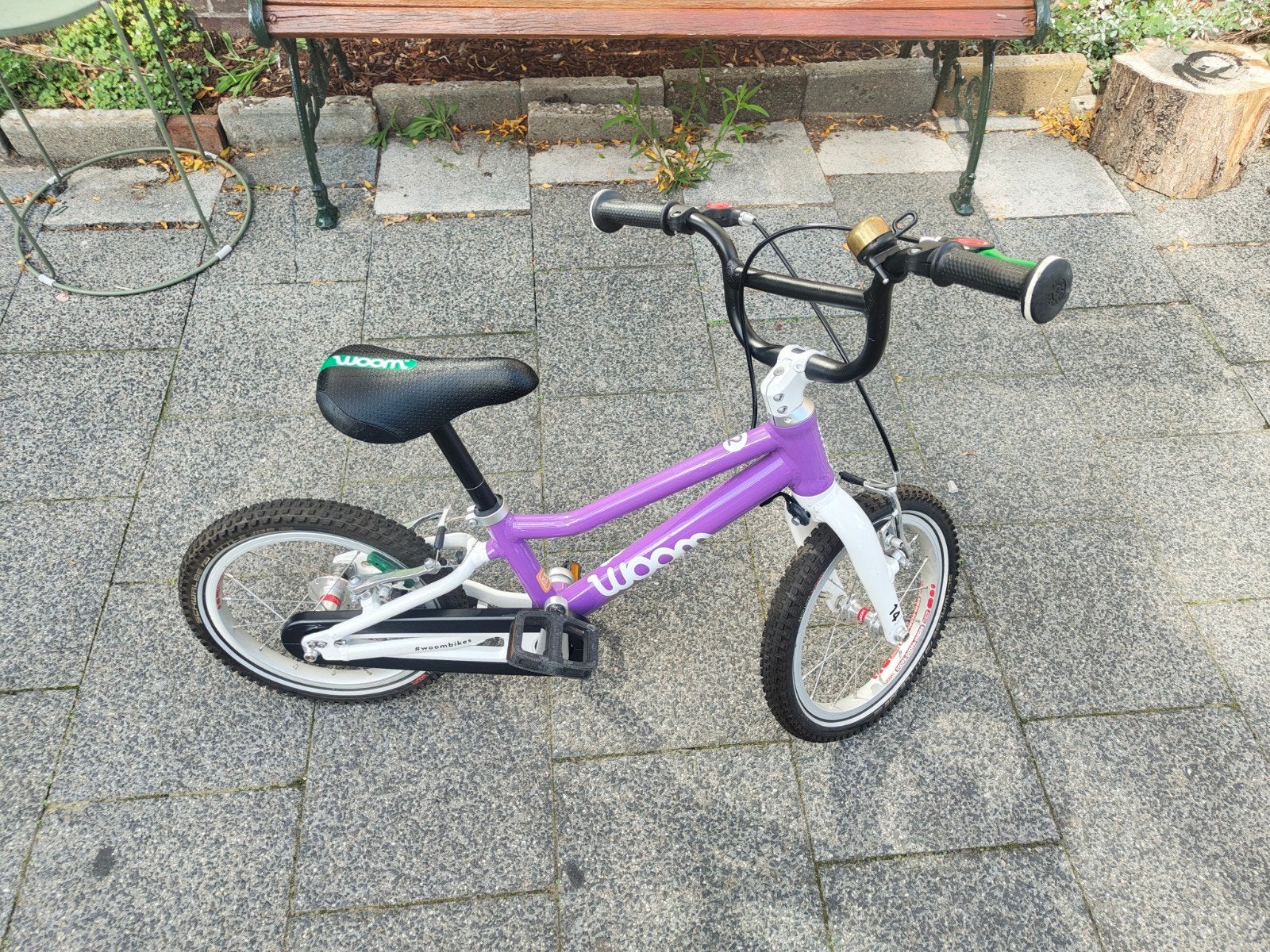 Woom 2 Kinderfiets - Paars - 14 inch, Gebruikt, Velgrem, Ophalen of Verzenden, Minder dan 16 inch