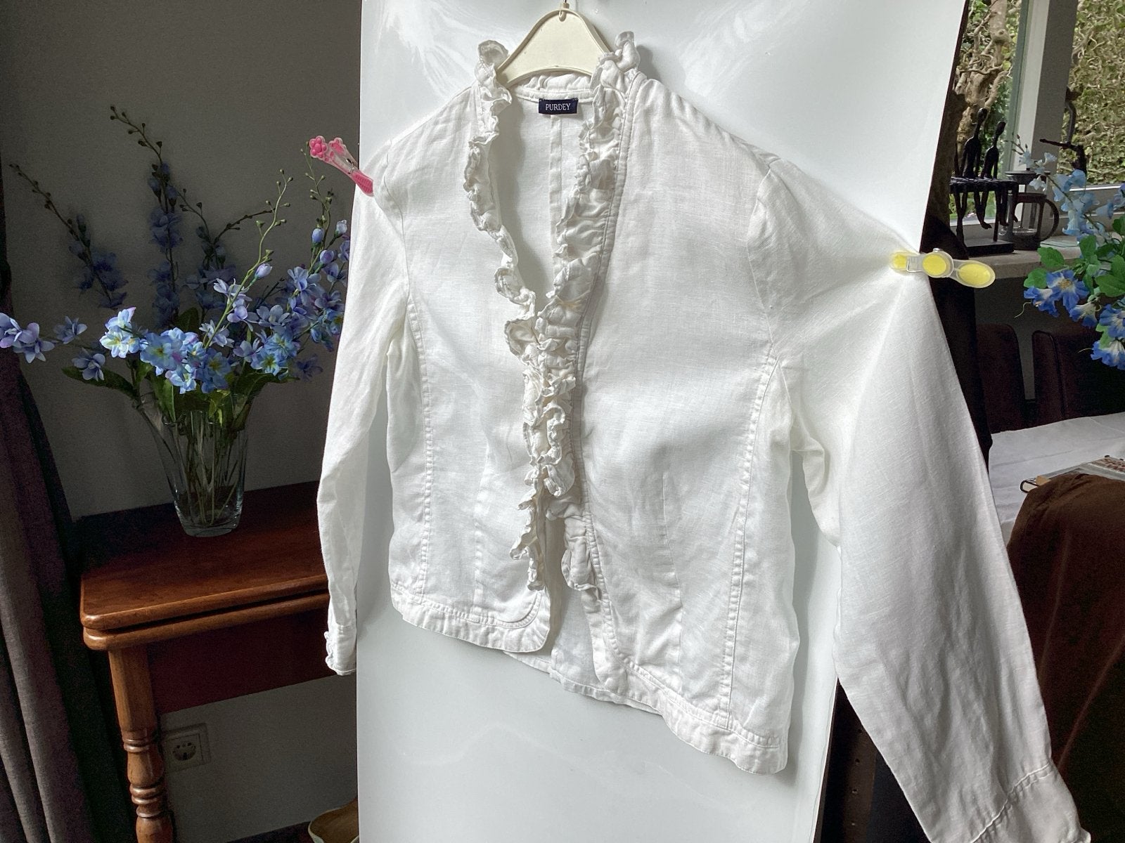 Purdey witte linnen blouse maat 38/40, Ophalen of Verzenden, Zo goed als nieuw, Maat 38/40 (M), Wit