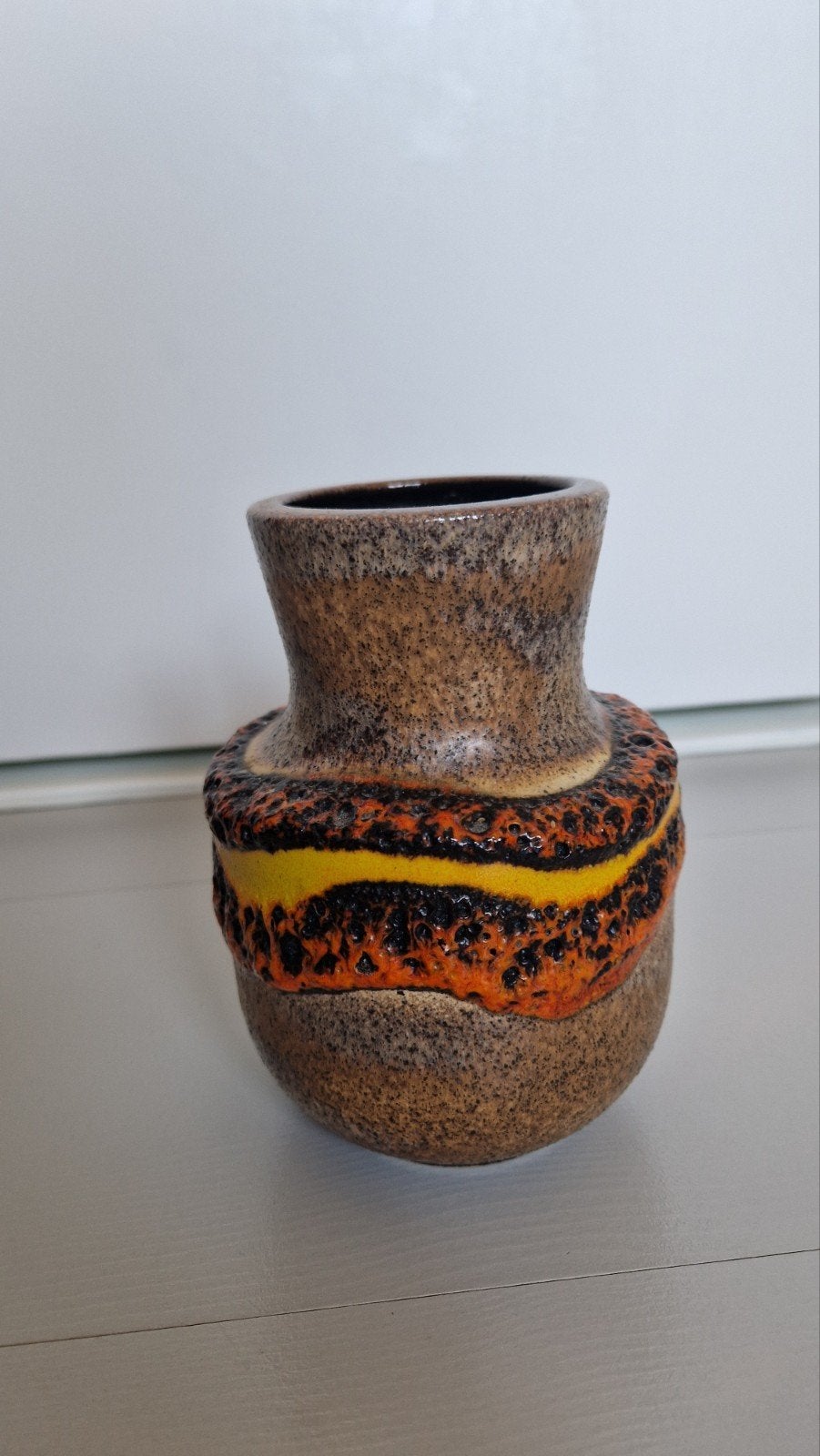 Vintage West-Germany vaas met lava glazuur, Ophalen of Verzenden