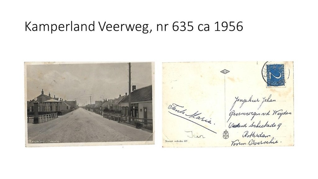 Kamperland Veerweg,  ca 1956, Verzamelen, Ophalen of Verzenden, 1940 tot 1960, Gelopen, Zuid-Holland
