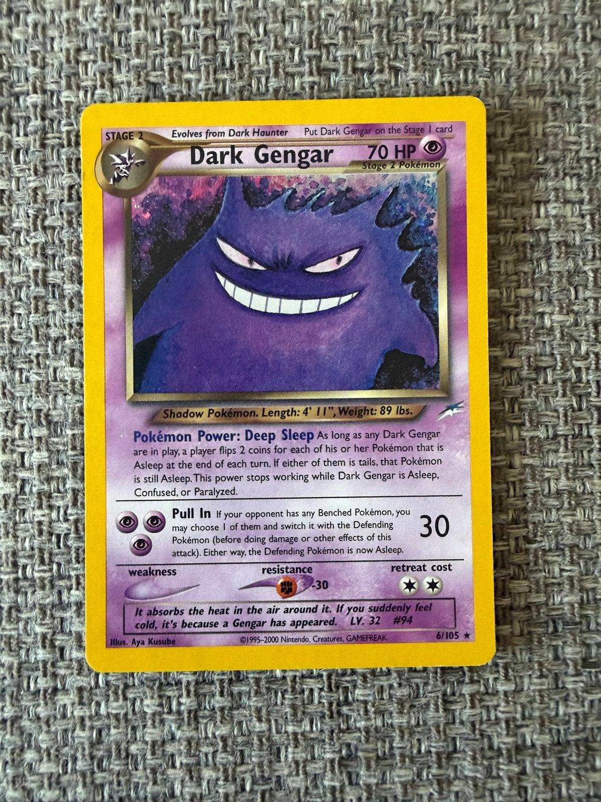NM Dark Gengar 6/105 (Neo Destiny), Ophalen of Verzenden, Gebruikt, Losse kaart
