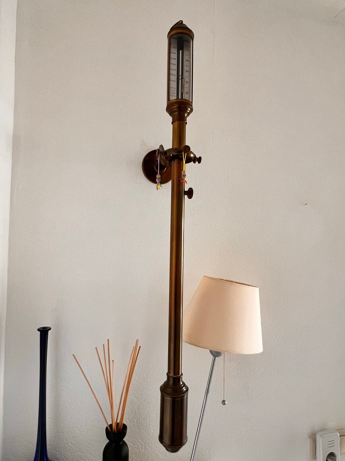 Antieke koperen barometer/thermometer, Ophalen, Vintage, Gebruikt, Metaal