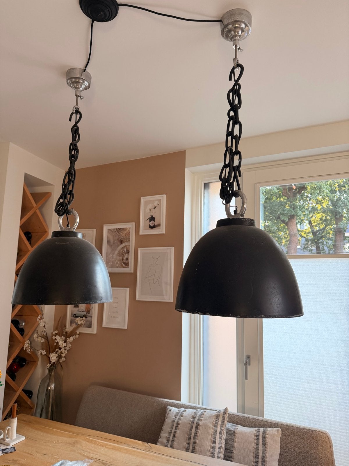 Set van 2 stalen eettafellampen Loods5 - Ø44cm H33cm, Huis en Inrichting, Lampen | Hanglampen, Ophalen of Verzenden, Gebruikt