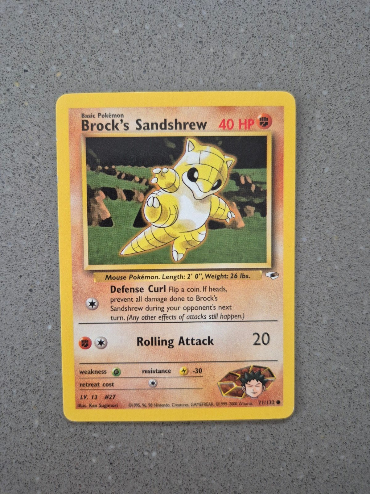 Brock's Sandshrew Pokémon Kaart (71/132) - Gym Heroes, Ophalen of Verzenden, Zo goed als nieuw, Losse kaart