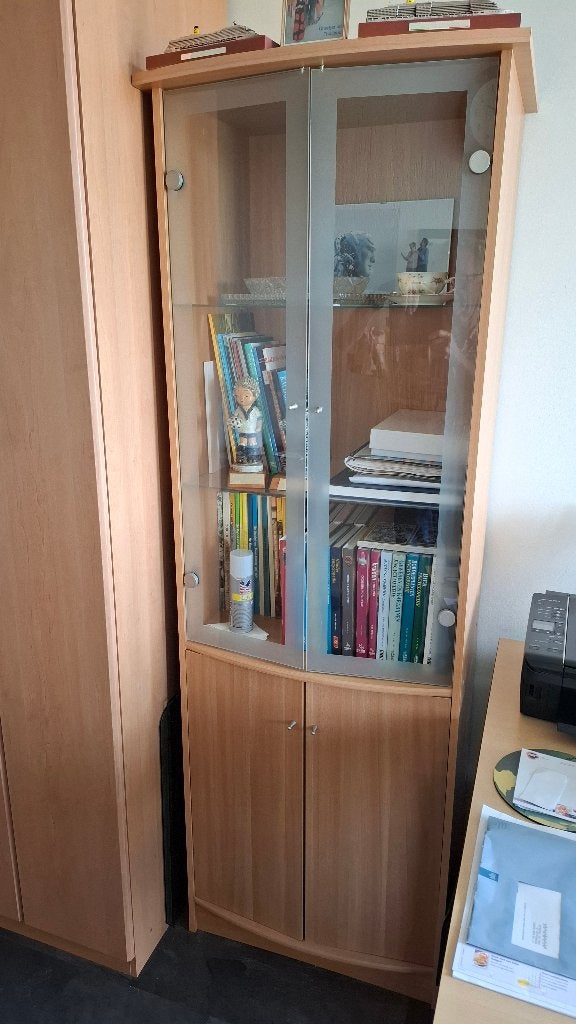 vitrinekast., Ophalen, 150 tot 200 cm, 25 tot 50 cm, Glas