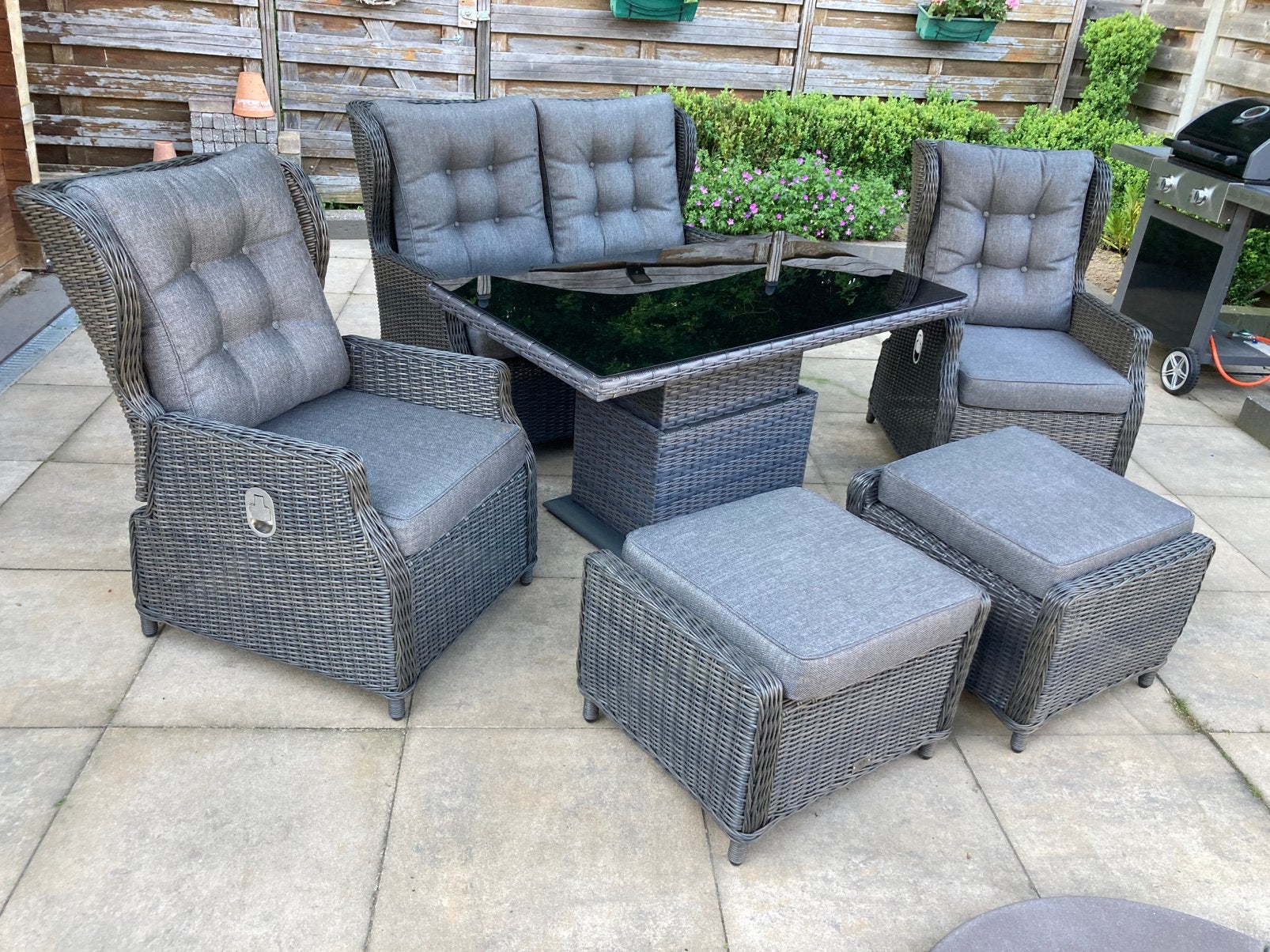 Luxe Wicker Tuinset met Verstelbare stoel., Tuin en Terras, 6 zitplaatsen, Ophalen of Verzenden, Zo goed als nieuw, Wicker