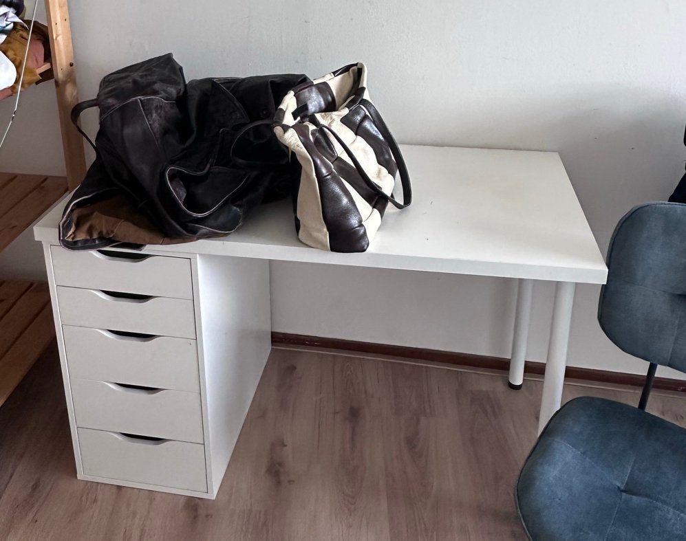 Wit bureau met ladekast - IKEA LAGKAPTEN / ALEX, Ophalen, Gebruikt, Met lades, Spaanplaat of MDF