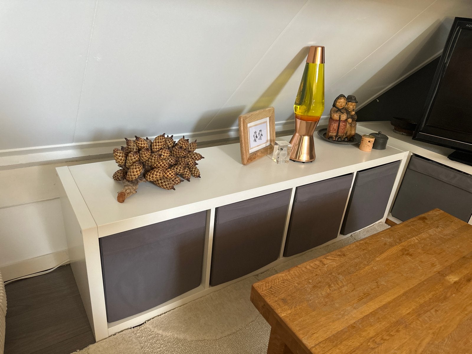2x Ikea Kallax kast 1x4 vakken met 7 grijze opbergboxen, Ophalen, Nieuw