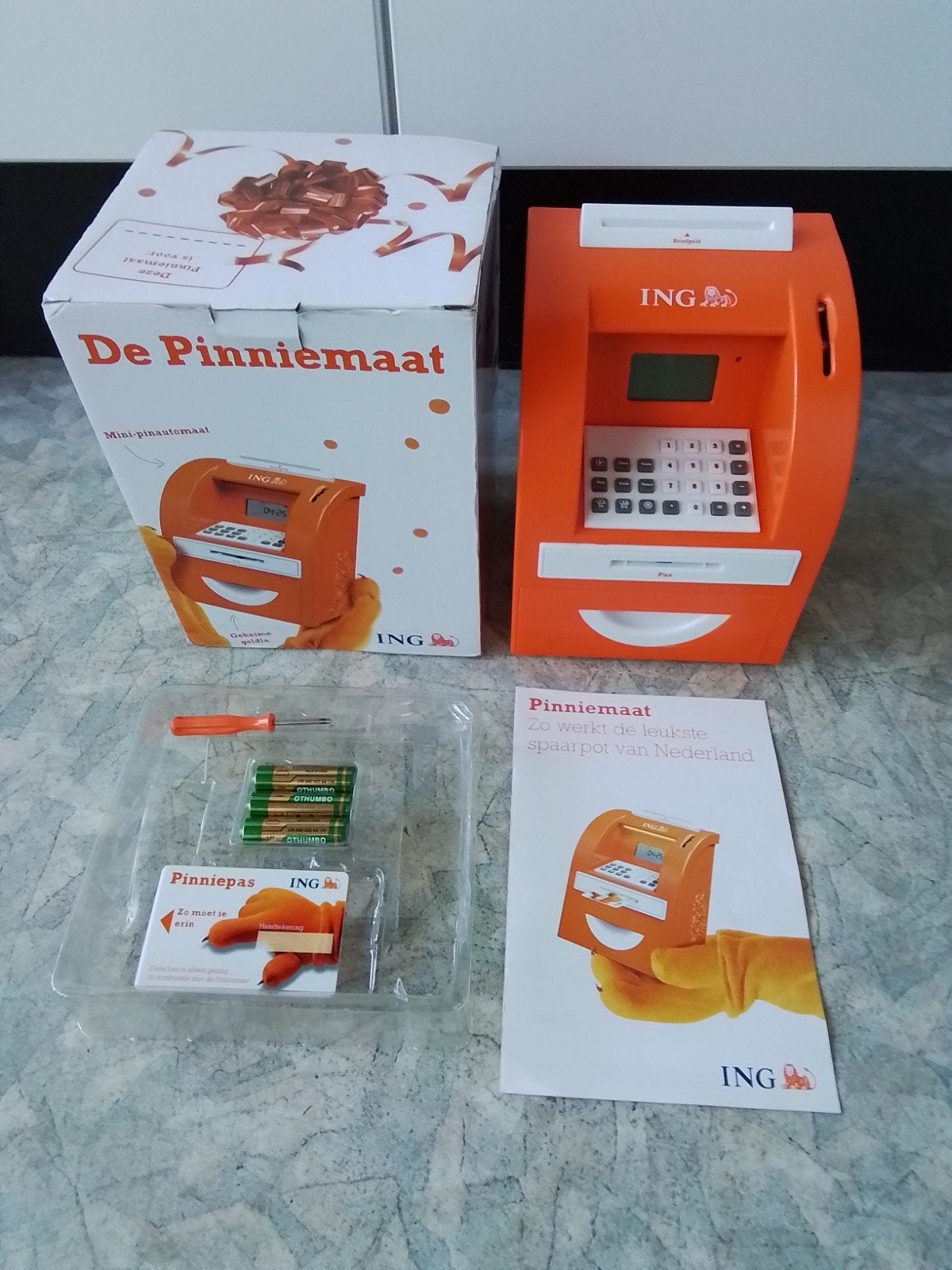 Oranje Pinniemaat van de ING compleet in originele doos., Verzamelen, Ophalen of Verzenden, Gebruikt, Kunststof