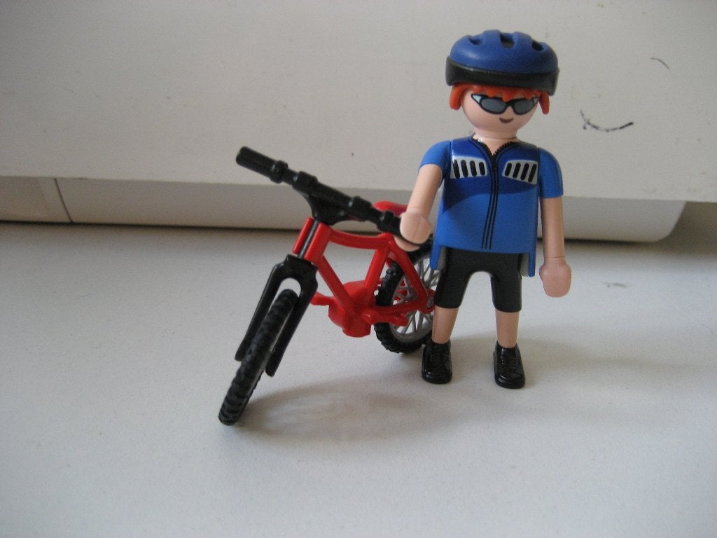playmobil mountainbiker met fiets, Ophalen of Verzenden, Zo goed als nieuw
