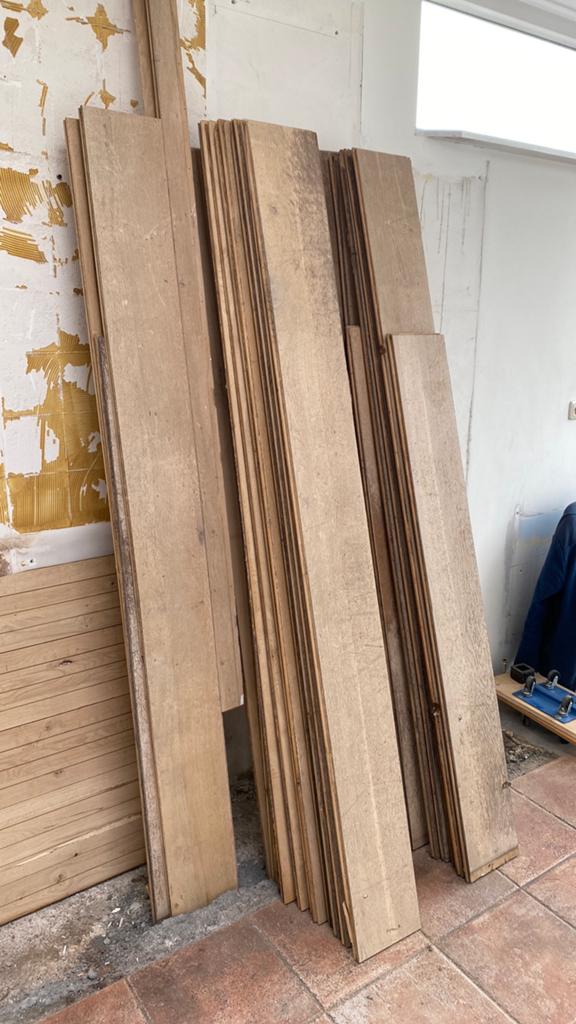 Vloerdelen gebruikt, Doe-het-zelf en Verbouw, Hout en Planken, Ophalen, Gebruikt, Minder dan 25 mm, Grenen