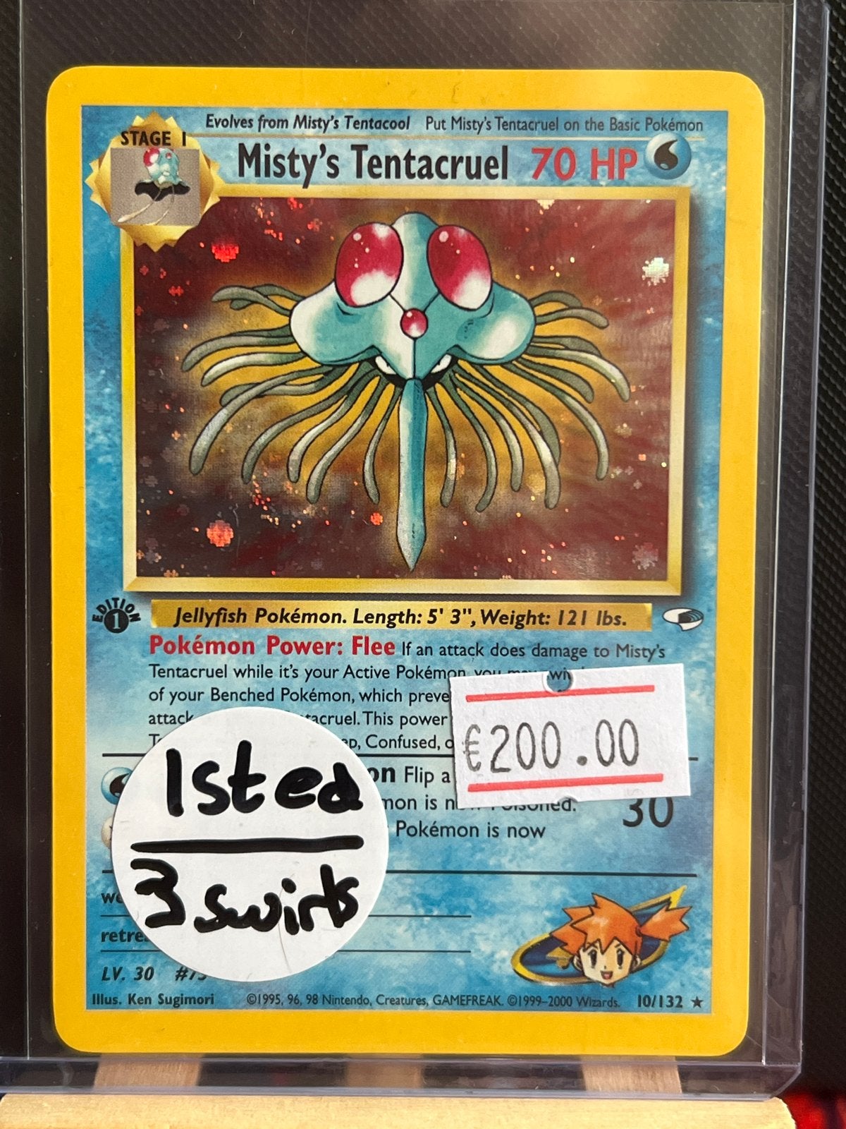 Misty's Tentacruel Pokémon Kaart (1sted, 3 swirls), Ophalen of Verzenden, Gebruikt, Losse kaart
