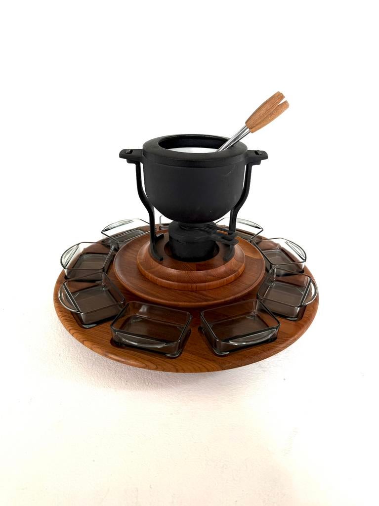 Vintage fondueset carrousel, Digsmed Denemarken ‘70, Ophalen of Verzenden, Zo goed als nieuw, Brander, Fondueset
