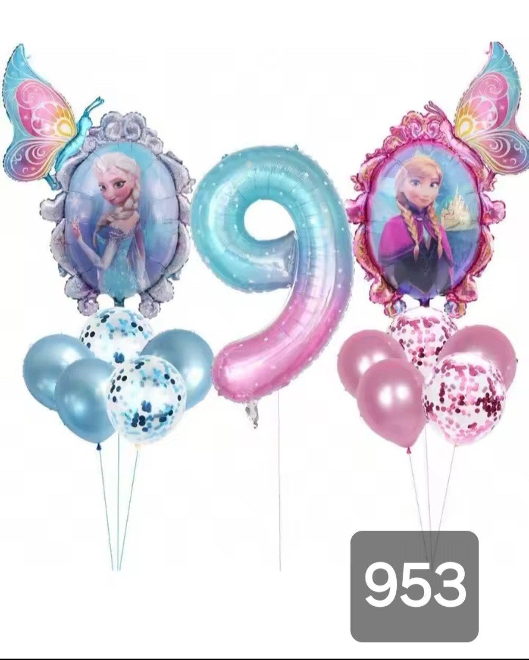 Nieuw Frozen Elsa & Anna 9 jaar verjaardag ballonnen set, Ophalen of Verzenden, Nieuw, Versiering, Verjaardag