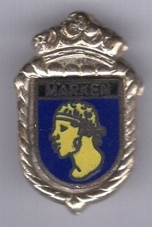 Marken email op zilverkleurig speldje ( U_149a), Verzenden, Zo goed als nieuw, Stad of Land, Speldje of Pin