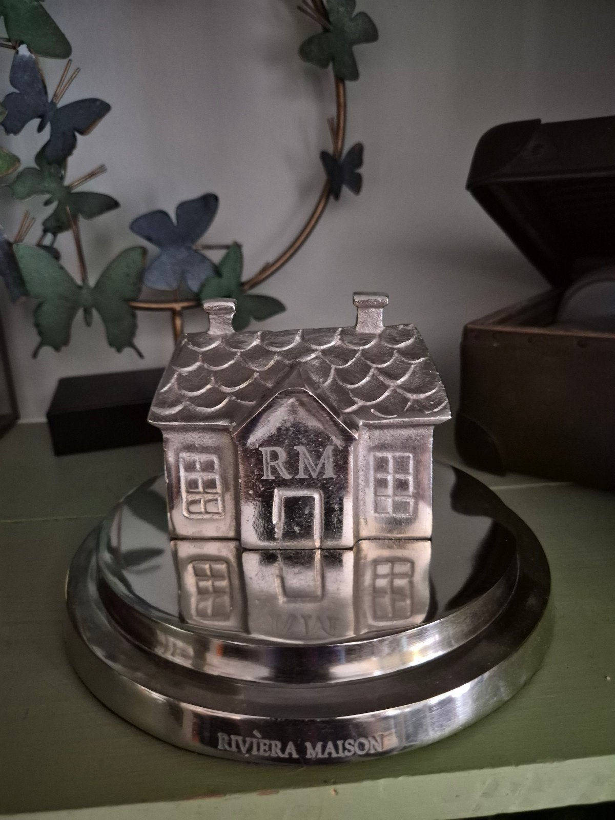 Riviera Maison huisje met initialen RM, Ophalen of Verzenden, Metaal, Zilver, Landelijk