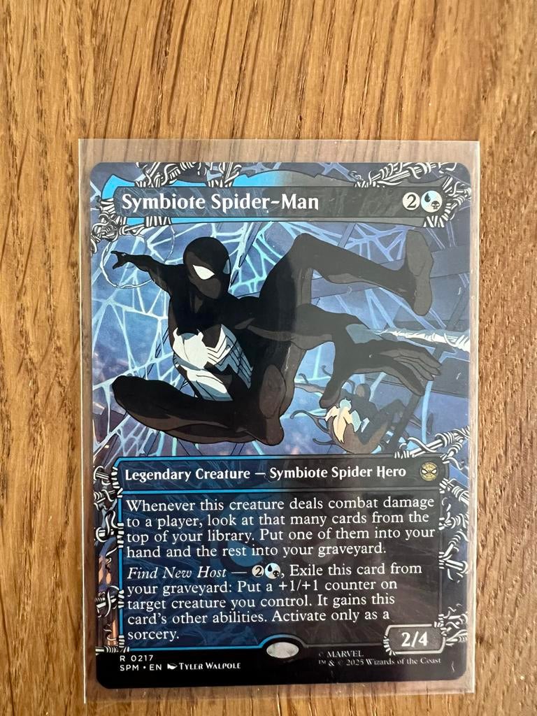 Symbiote Spider-Man 0217 MagicThe Gathering Kaart borderless, Ophalen of Verzenden, Zo goed als nieuw, Losse kaart