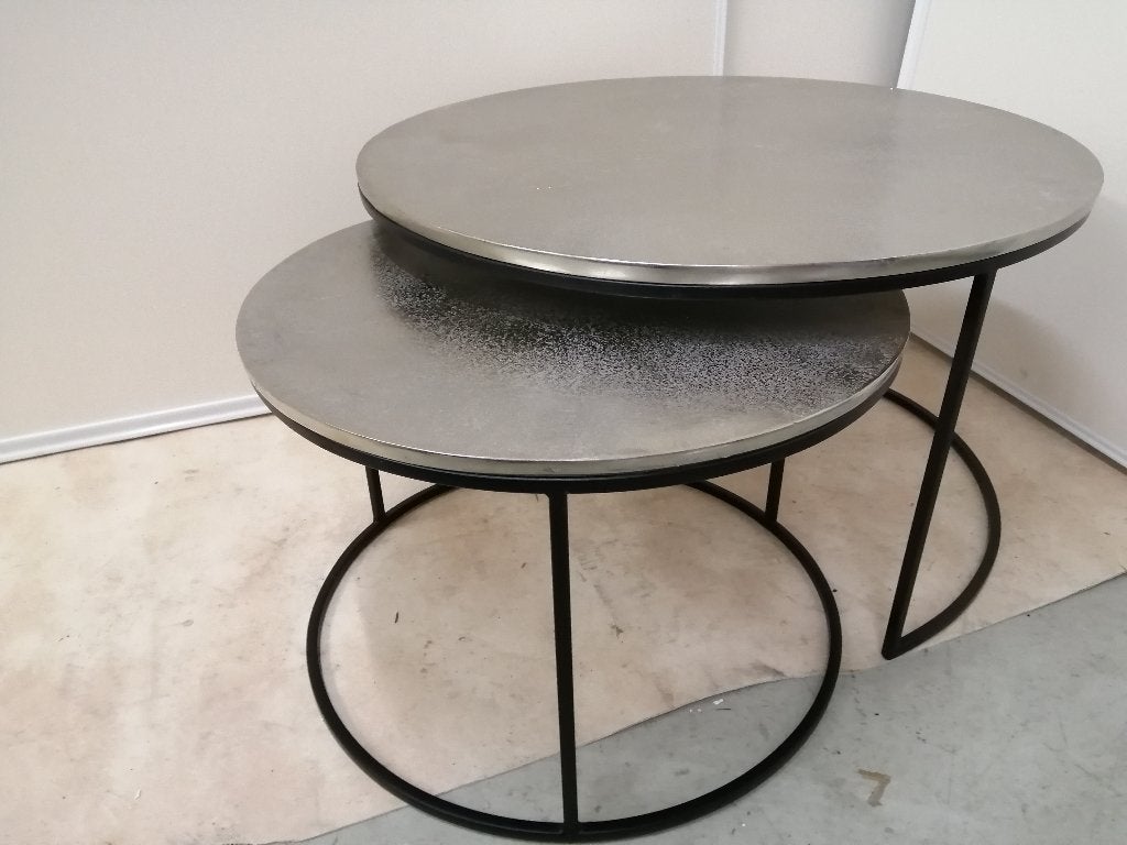 Richmond Interiors Salontafel Asher 2-delig Rond Champagne, Ophalen, 50 tot 100 cm, Richmond Interiors, Richmond Interiors model Asher