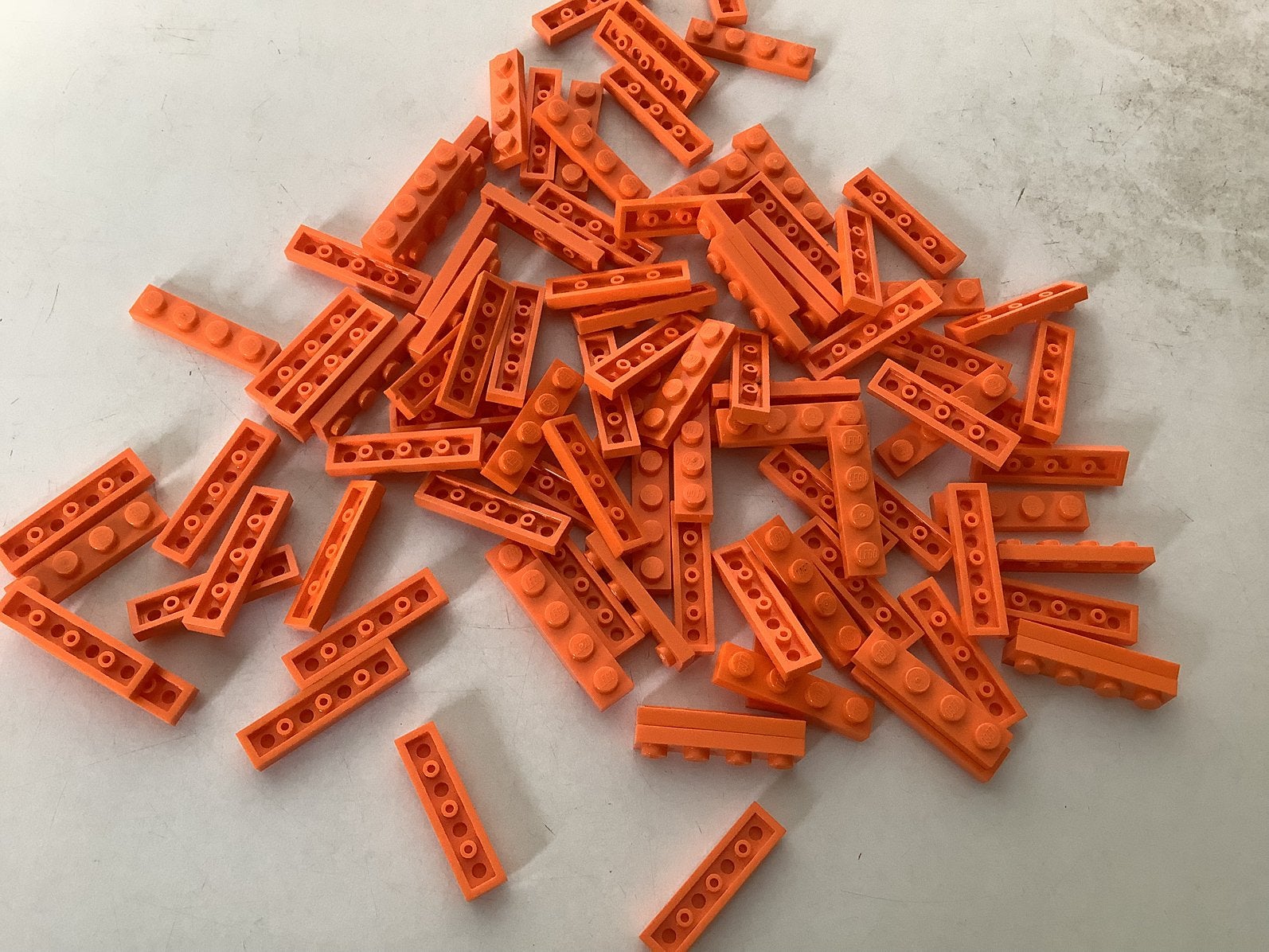 Lego plaat 1x4 oranje, Ophalen of Verzenden, Gebruikt, Losse stenen, Lego