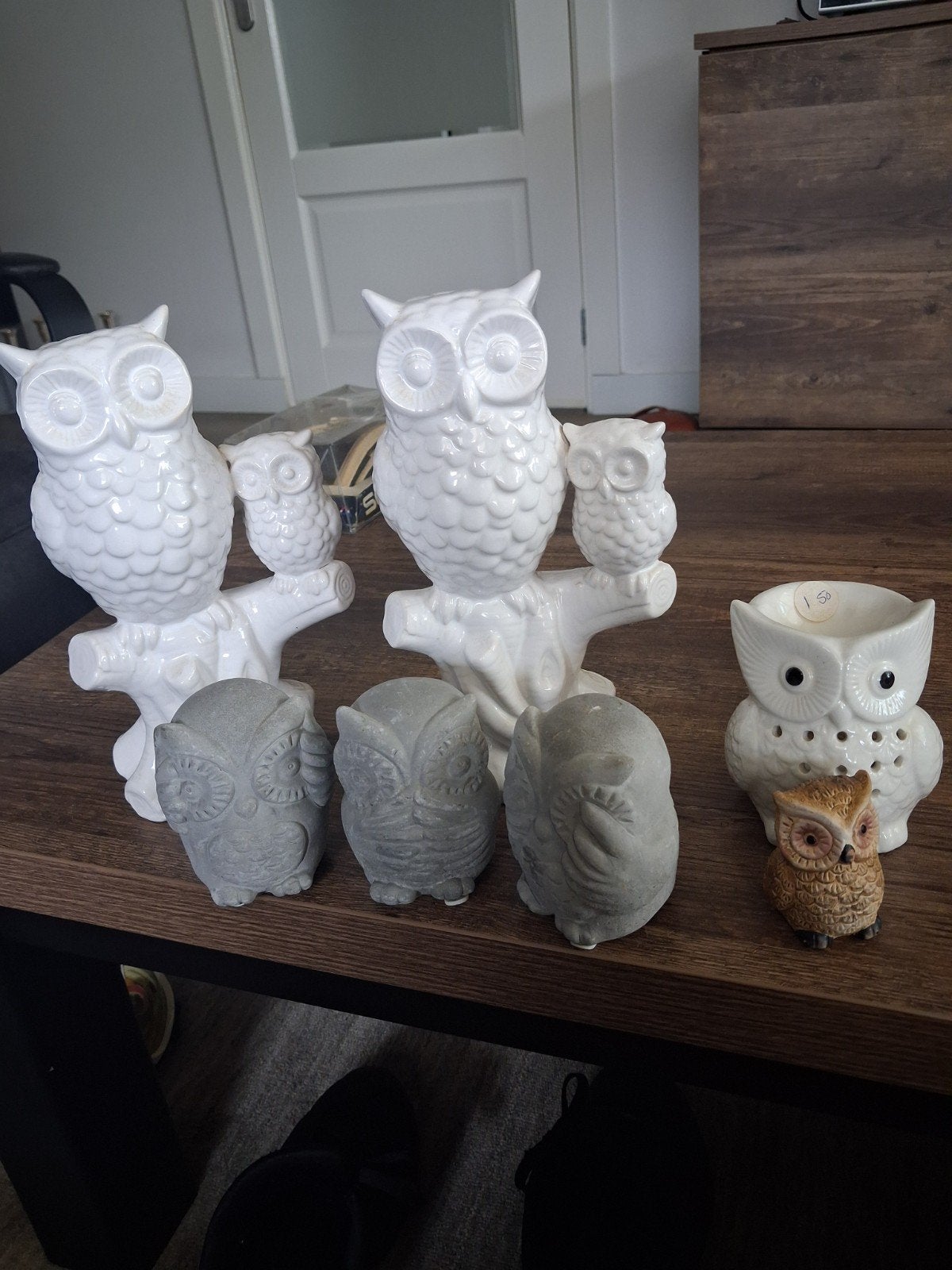 Uilen decoratie set - Keramiek en steen, Gebruikt, Meerkleurig, Ophalen of Verzenden, Landelijk