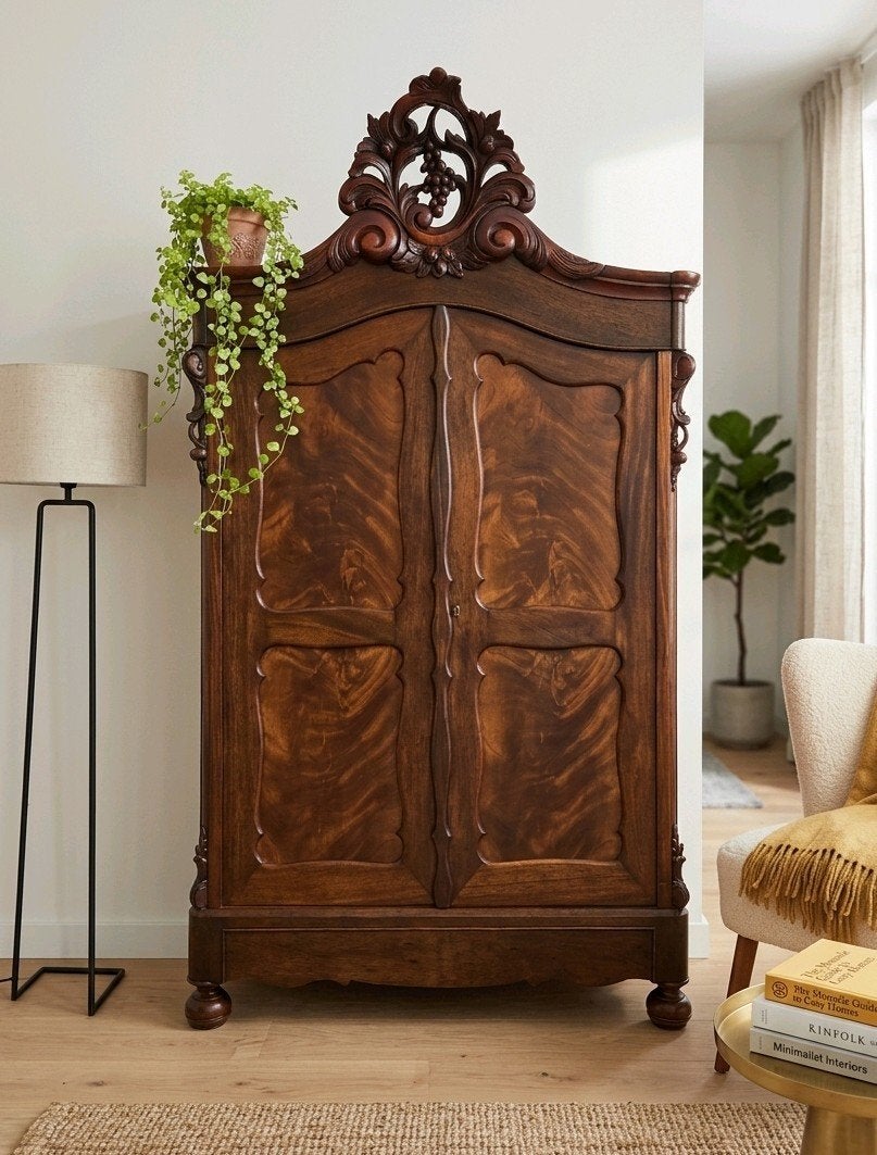 🤎Antieke XL Biedermeier kuifkast vintage kast demontabel, Verzenden