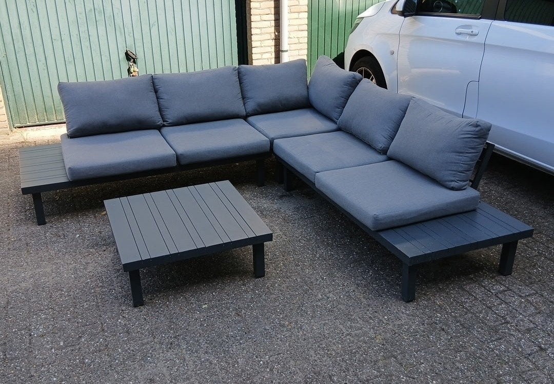 Aluminium loungeset, Gebruikt, Bank, Aluminium, Ophalen of Verzenden