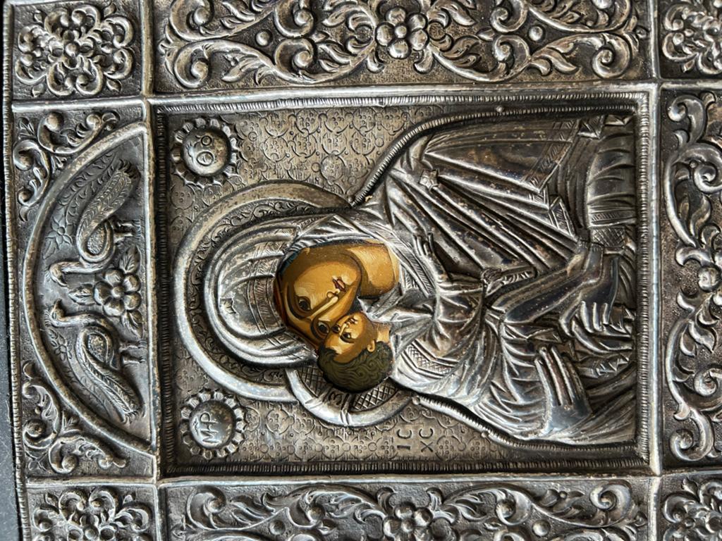 Kleine Griekse Icoon: Maria met Kind, Antiek en Kunst, Ophalen of Verzenden