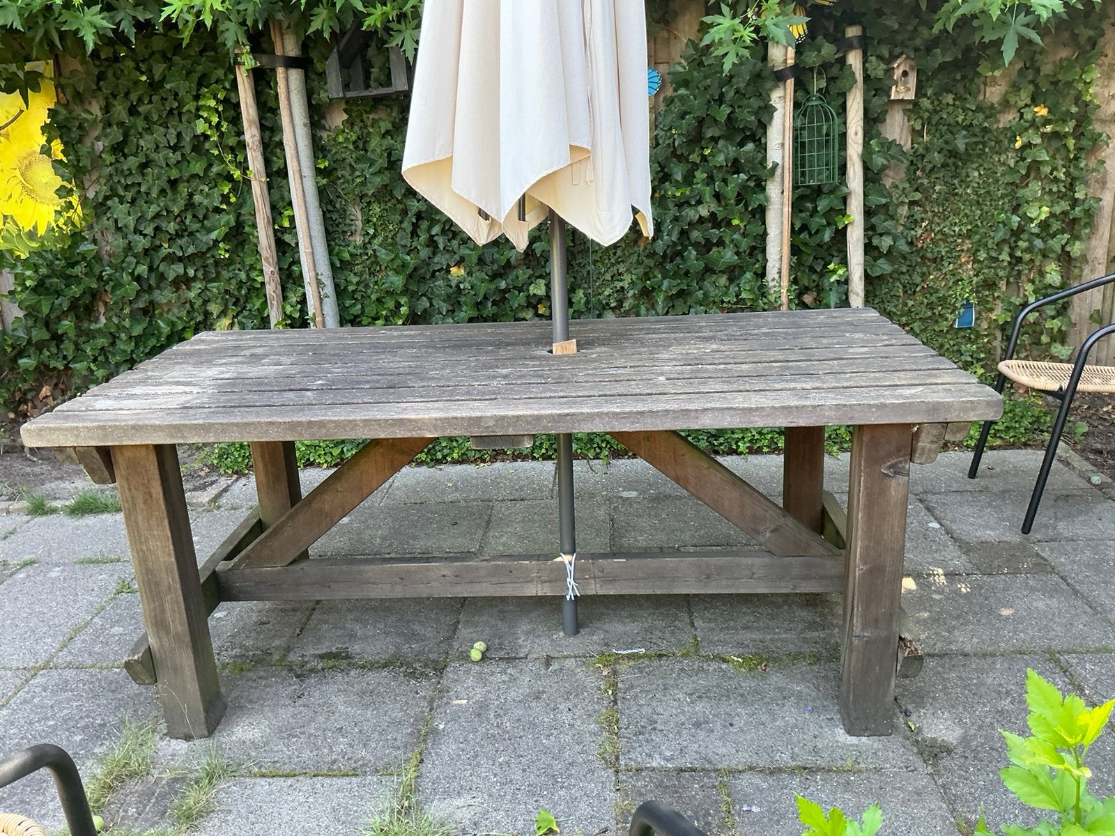 GRATIS Tuintafel ZONDER parasol, Ophalen, Gebruikt, Rechthoekig, Hout
