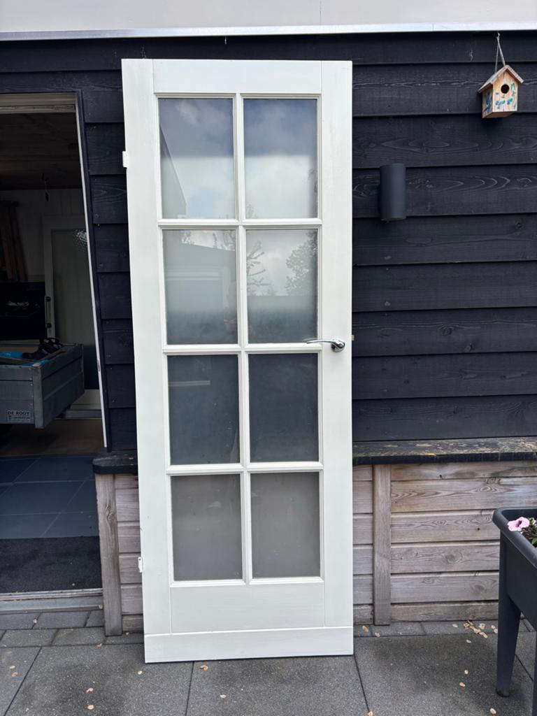 Klassieke binnendeur met matglas - 213x77,5 cm, Doe-het-zelf en Verbouw, Ophalen, Gebruikt, Minder dan 80 cm, 215 cm of meer