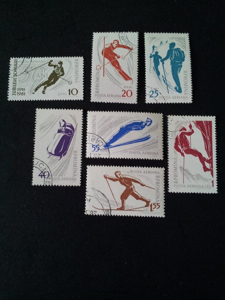 Roemenië Posta Romana Wintersport 1961 gestempeld, Postzegels en Munten, Ophalen of Verzenden, Overige landen, Gestempeld