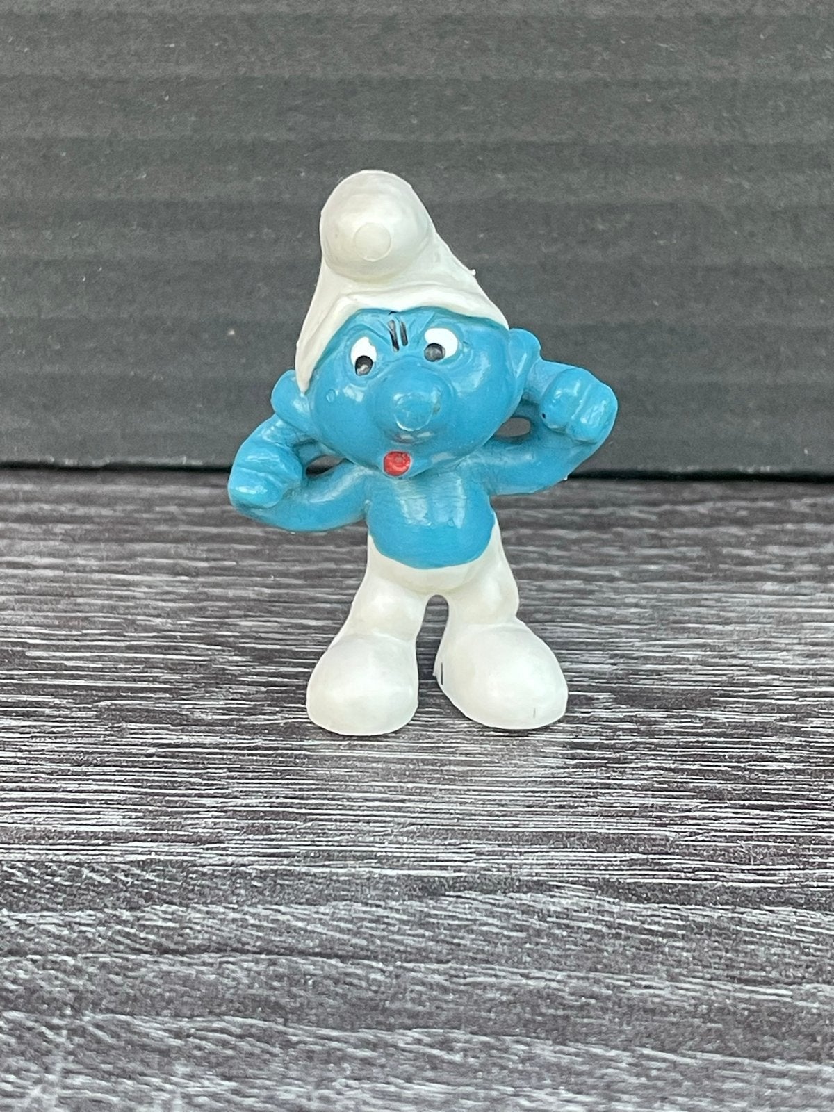 Vintage Smurf Figuurtje - Moppersmurf, Ophalen of Verzenden, Gebruikt, Moppersmurf, Poppetje, Figuurtje of Knuffel
