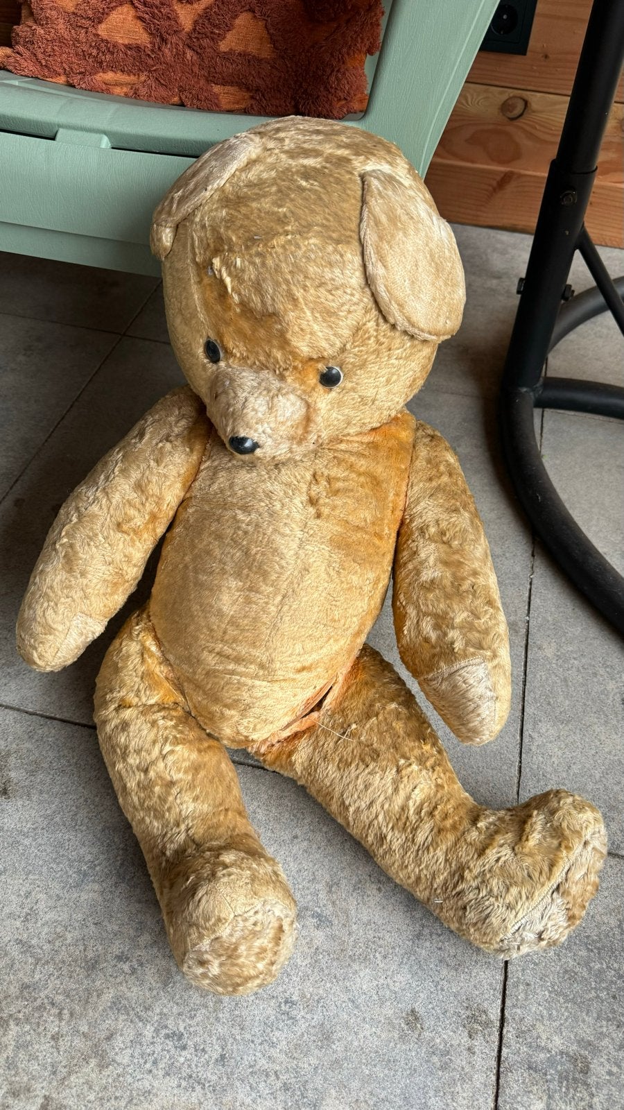 Antieke knuffelbeer, +/- 75 cm, met karakter, Ophalen of Verzenden