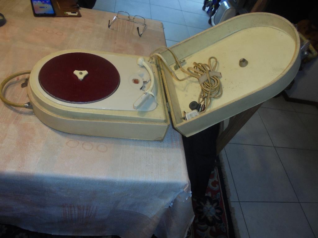 draagbare vintage Philips grammofoon 1959, Ophalen of Verzenden, Refurbished, Platenspeler, Philips
