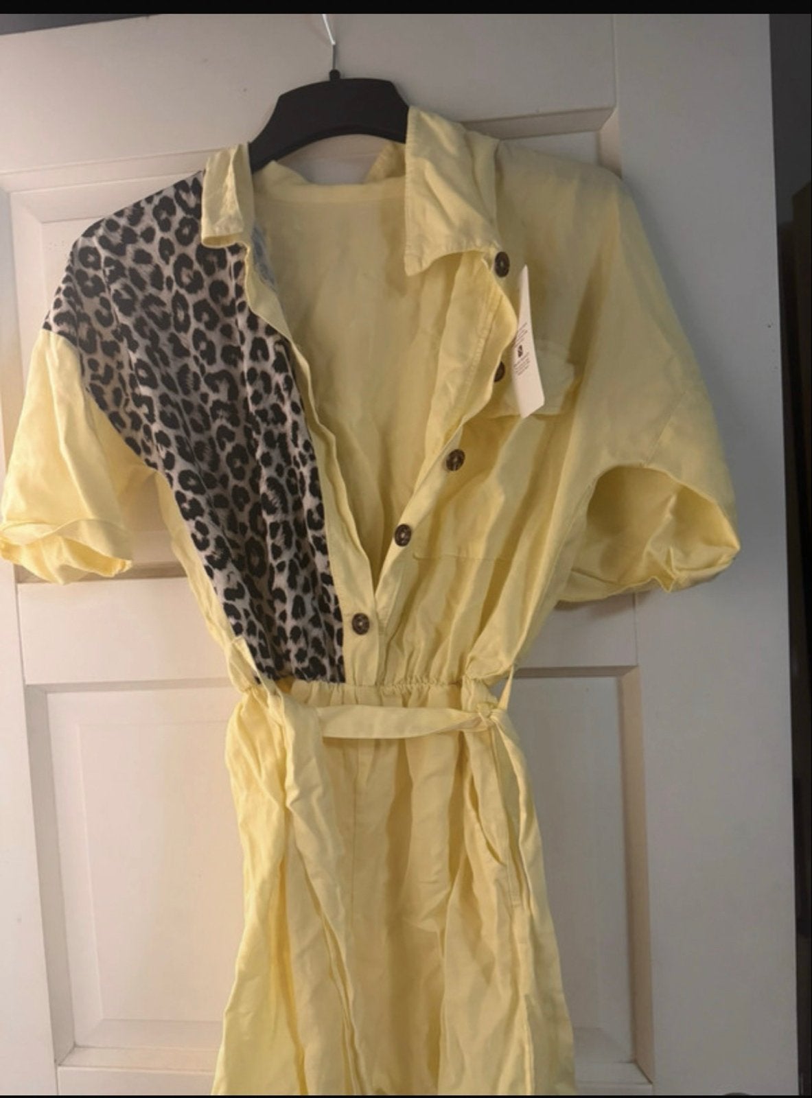 Leuke gele jumpsuit met luipaardprint, Kleding | Dames, Ophalen of Verzenden, Geel