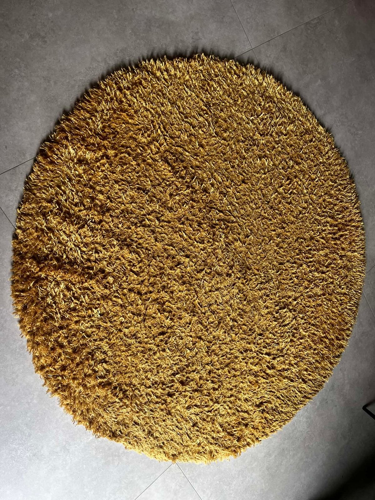 Rond okergeel/goud vloerkleed - 160 cm, Huis en Inrichting, Ophalen, Geel, 150 tot 200 cm, Rond