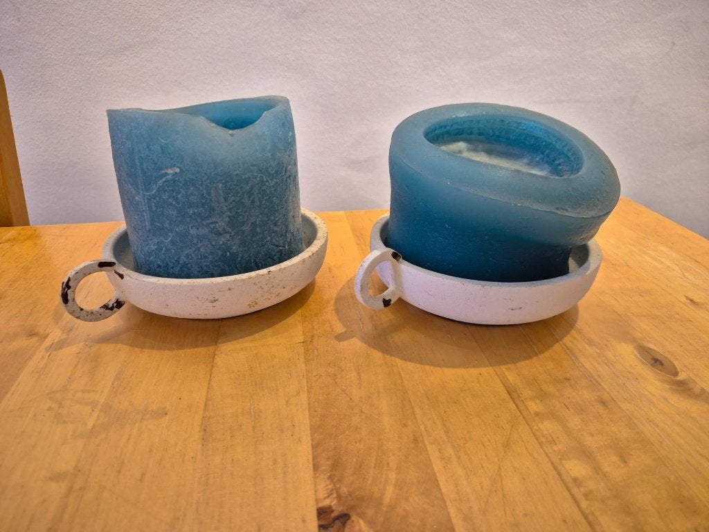 Gratis kaarsen met kaarsenhouders, Ophalen, Gebruikt, Blauw, Kaars
