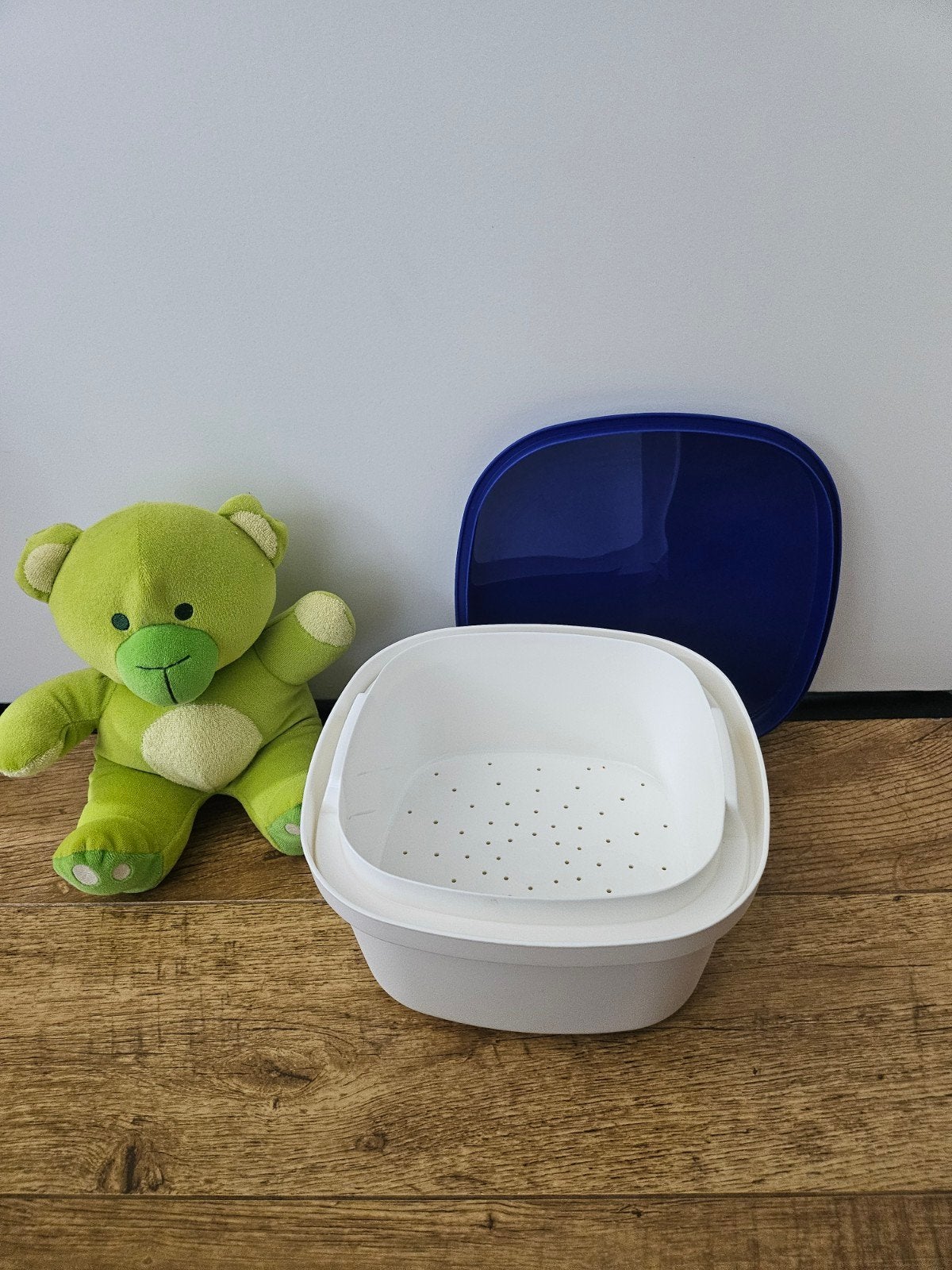 ** Tupperware serveerwonder wit blauw €22,50, Huis en Inrichting, Keuken | Tupperware, Wit, Ophalen of Verzenden, Zo goed als nieuw