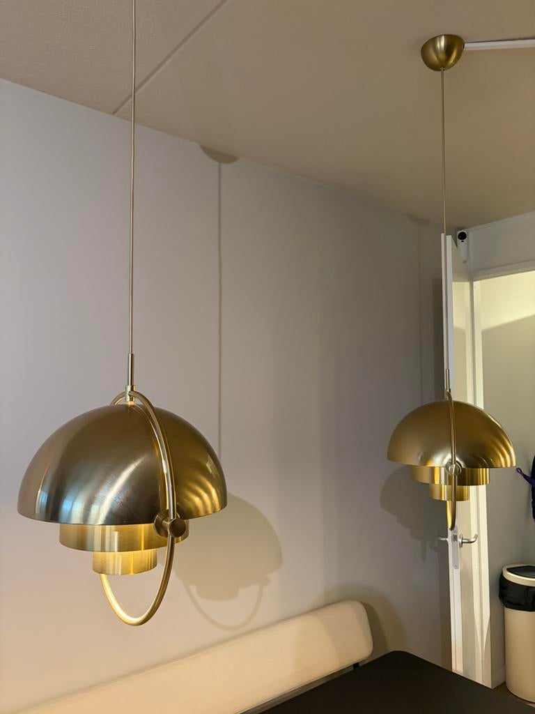 Gubi hanglampen set van 2 messing kleur Multi-Lite, Ophalen, Zo goed als nieuw, Metaal, Minder dan 50 cm