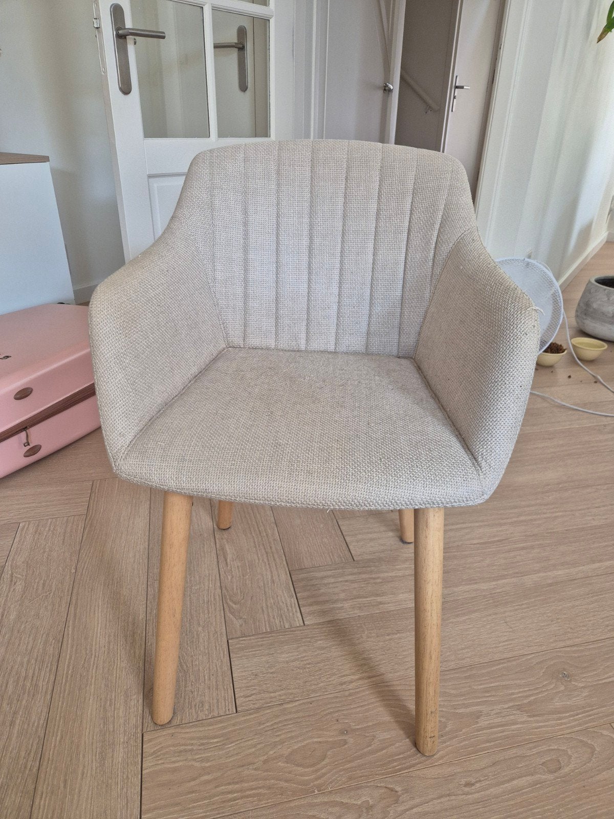 Eetkamerstoel, Huis en Inrichting, Stoelen, Gebruikt, Eén, Hout, Stof, Overige kleuren, Ophalen