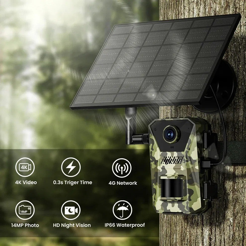 4G Wildcamera (14MP, 4k video, night vision, solar powered), Audio, Tv en Foto, Videocamera's Digitaal, Overige merken, Overige typen